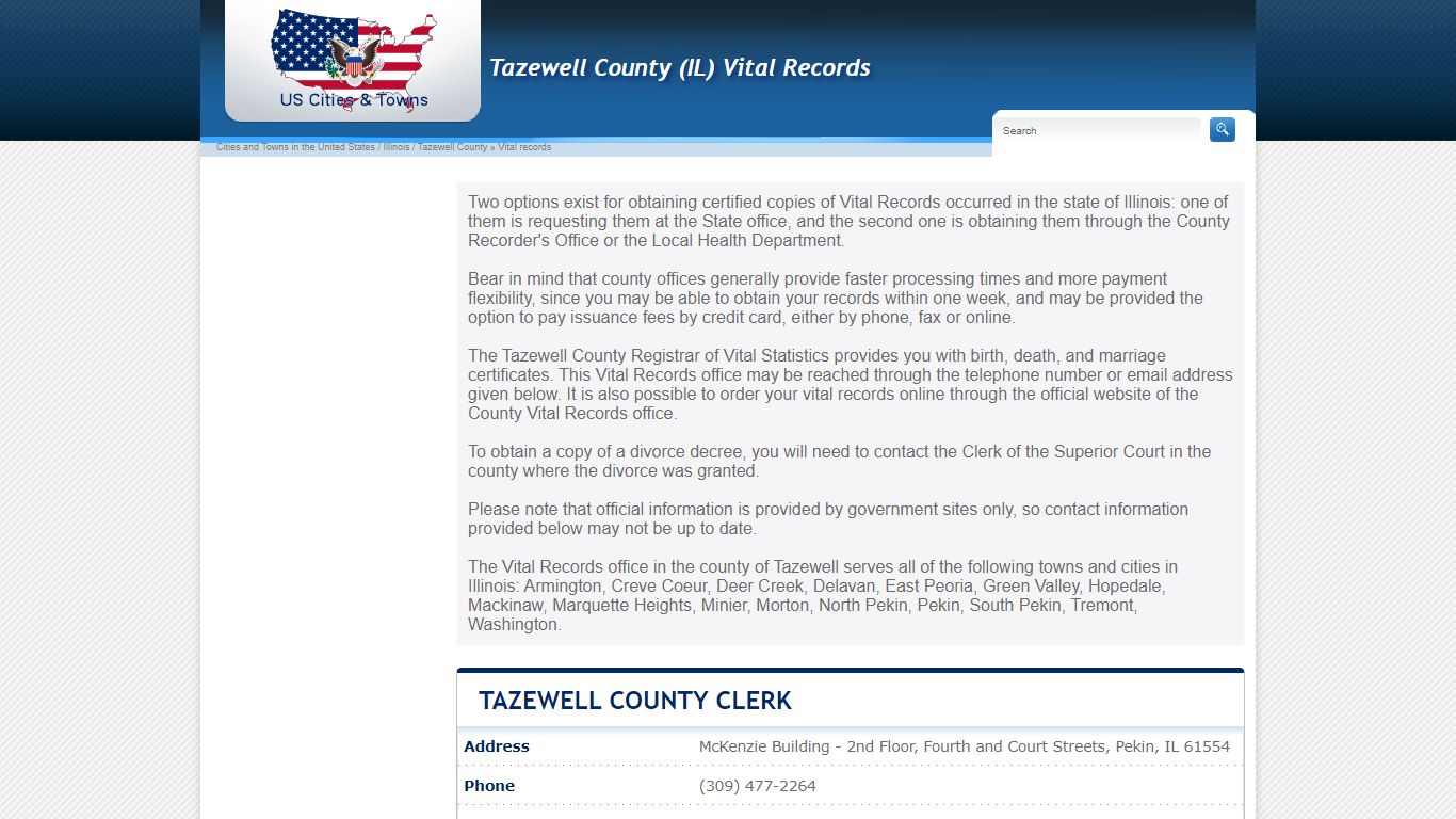 Tazewell County Birth, Marriage, Death Certificates